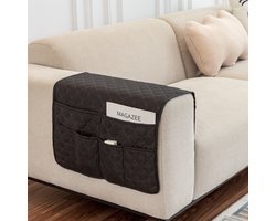 Sofa Armleuninghoes - 1-delige set - Verwijderbare meubelarmleuningbeschermer - Opbergdoos voor afstandsbediening van de bank - Met 6 opbergvakken - Spatwaterafstotend - Voor decoratie en organisatie van meubels - 90x50cm - Zwart
