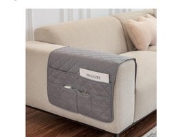 Sofa Armleuninghoes - 90x50cm - Bank Organizer - Polyester - 6 Vakken - Opbergdoos voor afstandsbediening van de bank - Verwijderbare meubelarmleuningbeschermer - Spatwaterafstotend - Voor decoratie en organisatie van meubels - Handig en Duurzaam