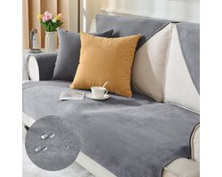 Sofa Beschermhoes Universeel voor 1/2/3/4 Zitplaatsen, Waterdichte Hoes voor Hoekbank, Anti-Slip Bescherming voor Huisdieren, Donkergrijs