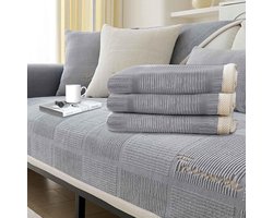 Sofa Cover - 1/2/3/4 Seater - L Shape - Universele Non Slip Sofa Protector - Dikke Gestructureerde Sofa Cover voor Woonkamer - Grijs