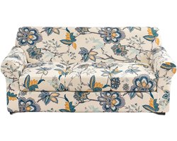 Sofa hoes met 2 aparte hoezen, rekbare en elastische stretch hoes voor 3-zits bank (Poppies) - Bescherming, stijl en comfort