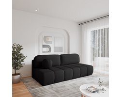 Sofa in bouclé Comfortabele sofa met slaapfunctie, stijlvolle bekleding in bouclé, sofa met slaapfunctie en opbergruimte, gestoffeerde zitting, met relaxfunctie (BxHxD):210x88x104 cm - FLUFFY - Zwart (Anthology 19)