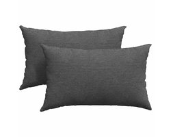 Sofa Kussens 2 st | Tuinkussen Donkergrijs 50 x 30 cm Katoen Stof