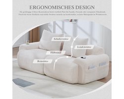Sofa - loungeset 2-zits bank Arqam Luxe Corduroy Modular sofa Moderne Beige Bank met Bekerhouder & Opbergtas – Montagevrij Comfortabele Tweezits Bank voor Woonkamer, Slaapkamer, Kantoor – Extra Zacht Schuim & Ergonomisch Design – 300 kg Draagvermogen