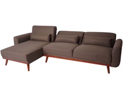 Sofa MCW-J20, bank hoekbank, L-vorm 3-zits ligvlak slaapfunctie stof / textiel 280cm ~ bruin