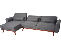 Sofa MCW-J20, bank hoekbank, L-vorm 3-zits ligvlak slaapfunctie stof/textiel 280cm ~ antraciet-grijs