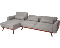 Sofa MCW-J20, bank hoekbank, L-vorm 3-zits ligvlak slaapfunctie stof/textiel 280cm ~ grijs