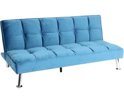 Sofa MCW-K21, inklapbare bank Couch slaapbank, Nosag lente ophanging slaapfunctie ligvlak 181x107cm ~ fluweel, blauw