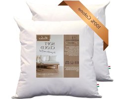 Sofakussen 50 x 50 cm decoratieve vulling - set van 2 - 100% fris katoen - hypoallergeen en ademend - Made in Italy - bank en bed