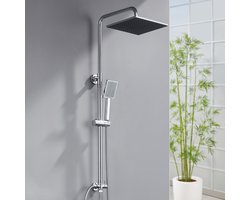 Sofetiy Max Douchesysteem met omstelling voor wandmontage - Regendouche Ø 25.4 cm - Vierkant Handdouche - Waterbesparend - Chroom