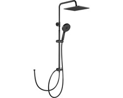 Sofetiy Max Douchesysteem met omstelling voor wandmontage - Regendouche Ø 25.5 cm - Handdouche met 5 Functions - Waterbesparend - Zwart