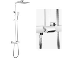 Sofetiy Max Regendouche Met Thermostaatkraan & Neerwaartse Waterval - Doucheset - 30x20 cm Douchekop - Regendoucheset - Verstelbare Hoogte 73 -129 cm - Waterbesparend - Chroom