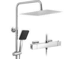 Sofetiy Max Regendouche RVS - Ø 30 cm - Handdouche Met 6 standen - Waterbesparend - Inclusief thermostaatkraan - Chroom