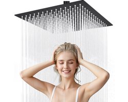 Sofetiy MAX Regendouchekop - Waterbesparende Douchekop - Ø30cm - Hoge Waterdruk - Betere Huid Hoofddouche - Regendouche - Vierkante Douchekop - RVS - Zwart