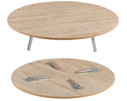 Sofra – Turkse ronde grond houten tafel – Ø90cm – inklapbare poten – bruin