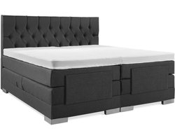 Soft bedden Elektrische Boxspring - 120x200 - Incl. Gecapitonneerd hoofdbord - Antraciet met plint