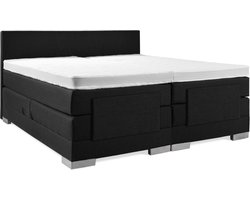 Soft bedden Elektrische Boxspring - 120x200 - Incl. Glad hoofdbord - Gitzwart met plint