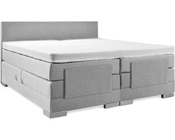 Soft bedden Elektrische Boxspring - 120x210 - Incl. Glad hoofdbord - Zilvergrijs met plint