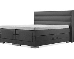 Soft bedden Elektrische Boxspring - 140x200 - Incl. Horizontaal hoofdbord - Antraciet met plint
