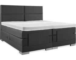 Soft bedden Elektrische Boxspring - 140x210 - Incl. 4 vlaks hoofdbord - Antraciet met plint