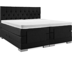 Soft bedden Elektrische Boxspring - 180x200 - Incl. Gecapitonneerd hoofdbord - Gitzwart met plint