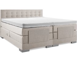 Soft bedden Elektrische Boxspring - 200x200 - Incl. Geknoopt hoofdbord - Beige met plint