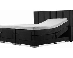 Soft bedden Elektrische Boxspring - 200x200 - Incl. verticaal hoofdbord - Gitzwart met plint