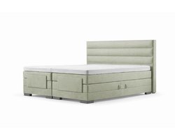 Soft bedden Elektrische Boxspring - 70x200 - Incl. Horizontaal hoofdbord - Groen met plint