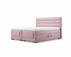 Soft bedden Elektrische Boxspring - 70x200 - Incl. Horizontaal hoofdbord - Oudroze met plint