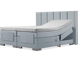 Soft bedden Elektrische Boxspring - 80x200 - Incl. verticaal hoofdbord - Ijsblauw met plint