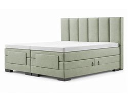 Soft bedden Elektrische Boxspring - 90x190 - Incl. verticaal hoofdbord - Groen met plint
