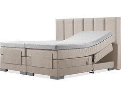 Soft bedden Elektrische Boxspring - 90x200 - Incl. verticaal hoofdbord - Beige met plint