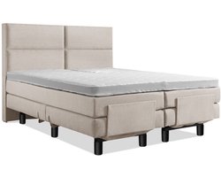 Soft Bedden Elektrische Boxspring - Incl. 4-Vaks Hoofdbord - 1-Persoons - 120x200 cm - Beige - Zonder Plint