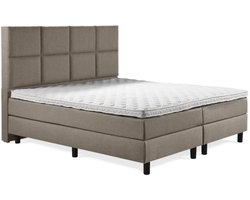 Soft Bedden Elektrische Boxspring - Incl. 8-Vaks Hoofdbord - 2-Persoons - 180x200 cm - Taupe lederlook - Zonder Plint