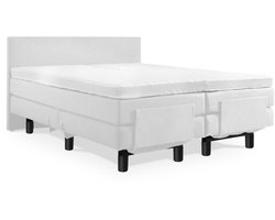 Soft Bedden Elektrische Boxspring - Incl. Glad Hoofdbord - 2-Persoons - 180x200 cm - Wit lederlook - Zonder Plint