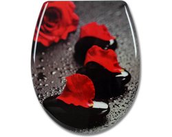 Soft-Close Toiletbril - Duroplast Deksel - Rose Dream Motief - Antibacterieel - 45,5 cm x 37,1 cm x 1,8 cm - Hoge stabiliteit, roestvrije scharnieren