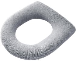 Soft Toilet Seat Cover - Warmer Washable - Thick Knitted Toilet Seat Cushion - Universal Toilet Seat Covers voor Alle Seizoenen - Grijs