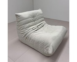 SoftEva Togo Vloerstoel 1-zits Fauteuil – Ribfluweel – gebroken wit – 80 × 100 × 72 cm – Ergonomisch & Montagevrij