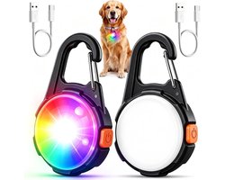 Sogiol® Honden lampje - Verlichting Hond - 2 stuks USB-C oplaadbare LED - 4 lichtmodi - IPX6 waterbestendig, voor halsband en tuig