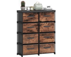 Sogiol® Ladekast met 8 Lades - Stoffen Kast met Metalen Frame - Opbergkast voor Slaapkamer en Woonkamer - Industrieel - Vintage Bruin