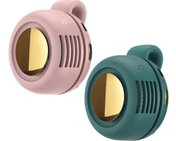 Sogiol® Mini Ventilator - 2 Stuks - Clip-On Ventilator - Oplaadbare USB Ventilator - Portable Clip Fan - Nekventilator - USB Oplaadbare Stille Bladeless Ventilatoren - Verstelbare - Geschikt Voor Buiten, Op Reis En Op Kantoor - Roze, Groen