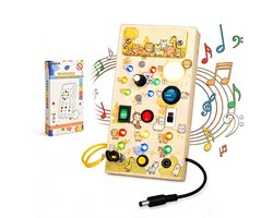 Sogiol® Montessori Busy Board met LED Lichtjes - Houten Activiteitenbord - Educatief Speelgoed vanaf 3 jaar - Sensorisch Reisspeelgoed voor Peuters - Motoriek Speelgoed - Dierentuinserie