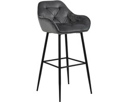Sohome Barkruk - set van 2 - Otto - Velvet - Dark Grey - zithoogte 79cm