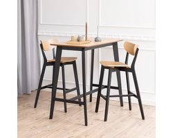 Sohome Bartafel Kennita Eiken met zwart onderstel, 120 x 60cm - Naturel