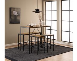 Sohome Bartafel set Connan - Eikenlook - Met 2 barstoelen en bankje