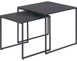 Sohome Bijzettafel Suhail - Set van 2 stuks - Marmerlook - zwart