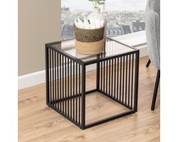 Sohome Bijzettafel Susane Glas, 40 x 40cm - Grijs - Vierkant
