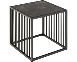 Sohome Bijzettafel Susane Marmerlook, 40 x 40cm - Zwart - Vierkant