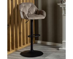 Sohome Draaibare Barkruk - set van 2 - Otto - Velvet - Beige - zithoogte 63-84cm