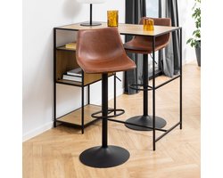 Sohome Draaibare Barkruk Tiffanye PU - Cognac (zithoogte 61-83cm)